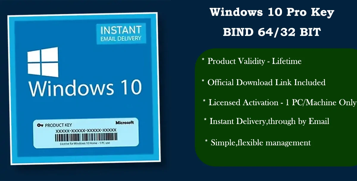 Windows 10 Pro Key BIND 64/32 BIT Version